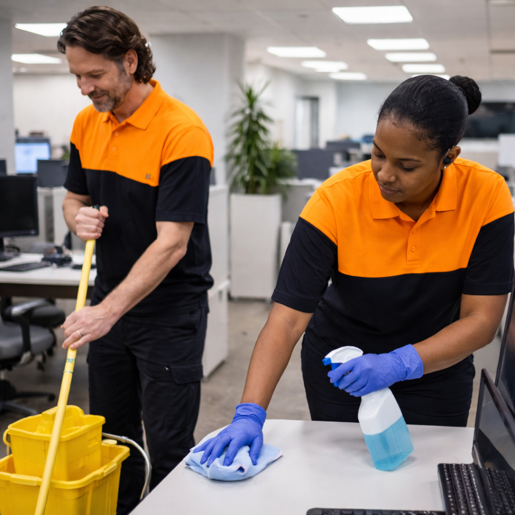 Rhema office cleaning team in branded uniforms